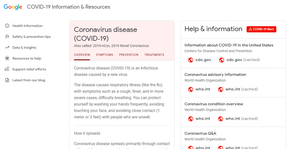 Google Launches a Coronavirus Information Website