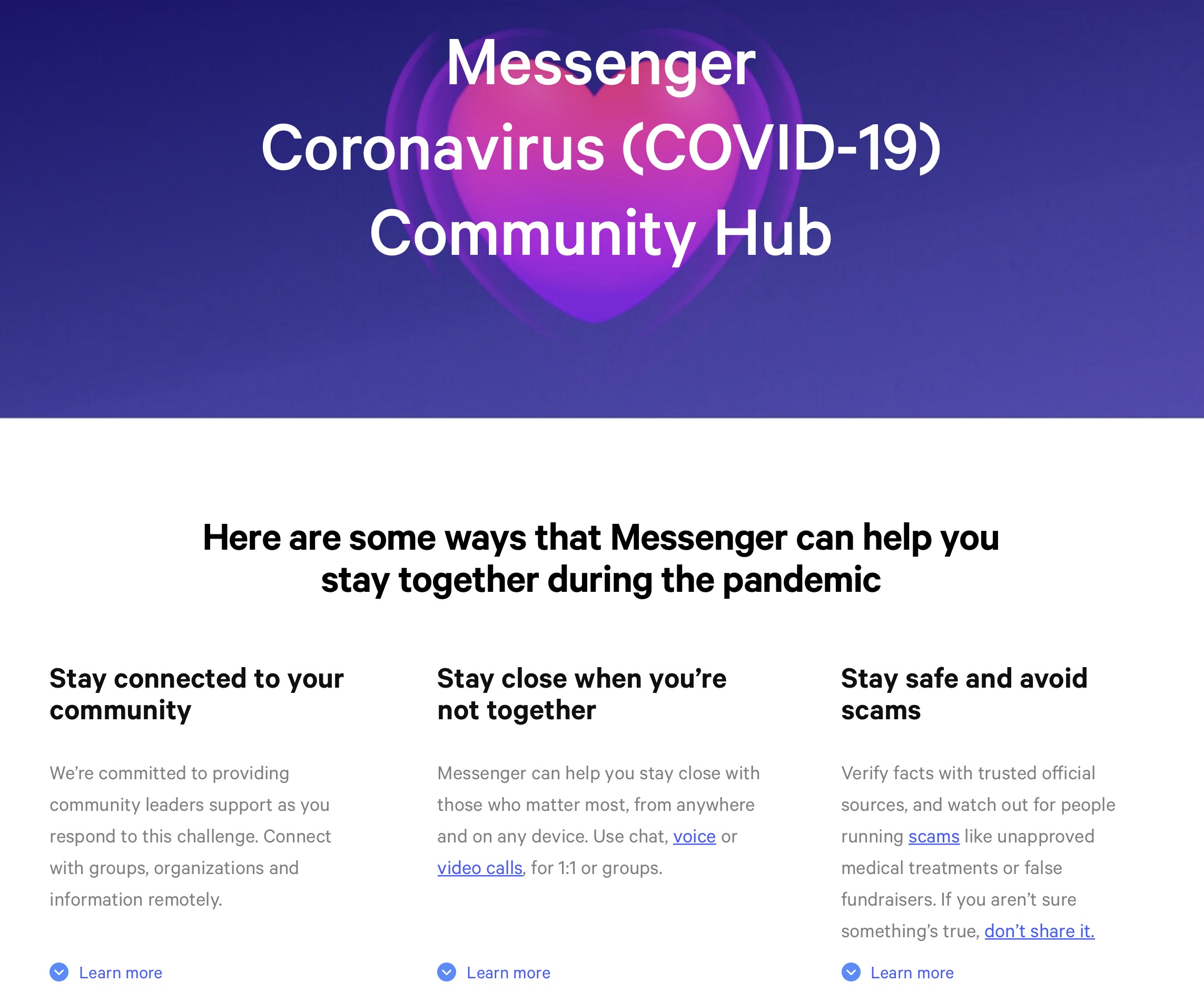 Facebook Launches Coronavirus Hub for Messenger
