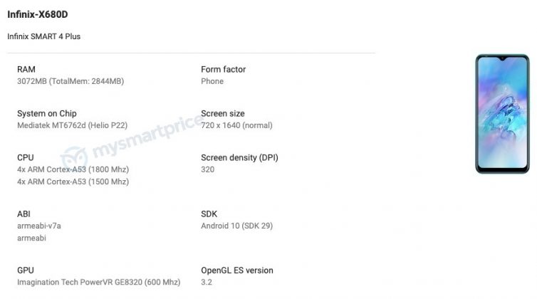 Infinix Smart 4 Plus Specifications Leaked