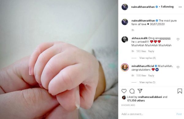 Hamza Ali Abbasi and Naimal Khawar Blessed with Baby Boy