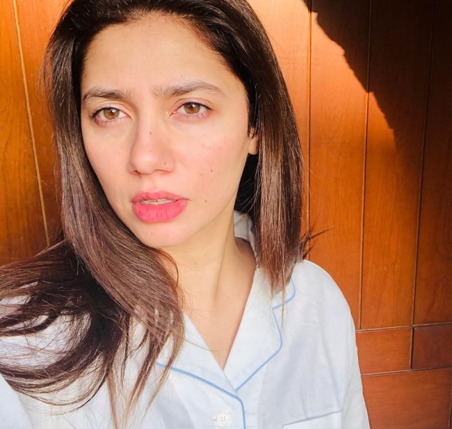 Mahira Khan as seen while taking a selfie in Karachi Pakistan in April 2020