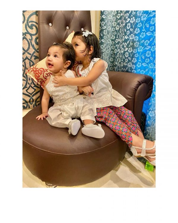Latest Clicks of Actress Sidra Batool with her Cute Daughters