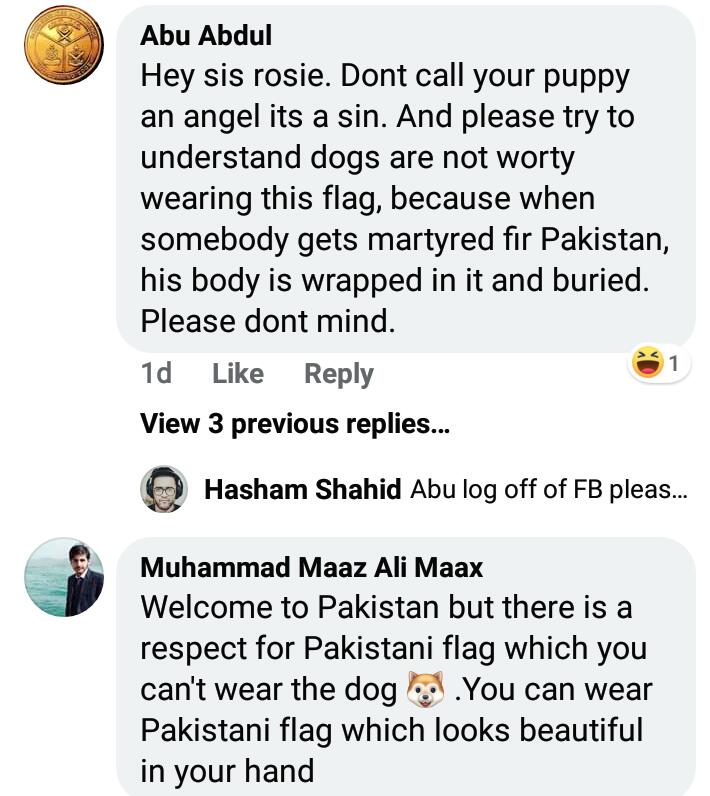 Rosie Gabrielle Receives Hate For Dressing Dog In Pakistani Flag 1