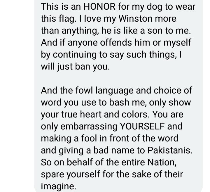Rosie Gabrielle Receives Hate For Dressing Dog In Pakistani Flag 16