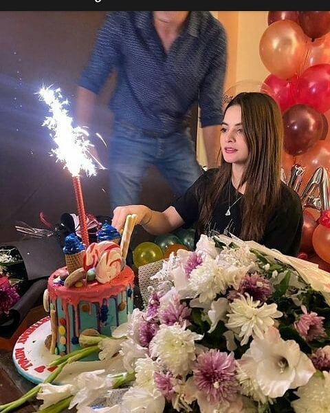 Minal Khan Celebrating Birthday With Beau Ahsan Mohsin Ikram