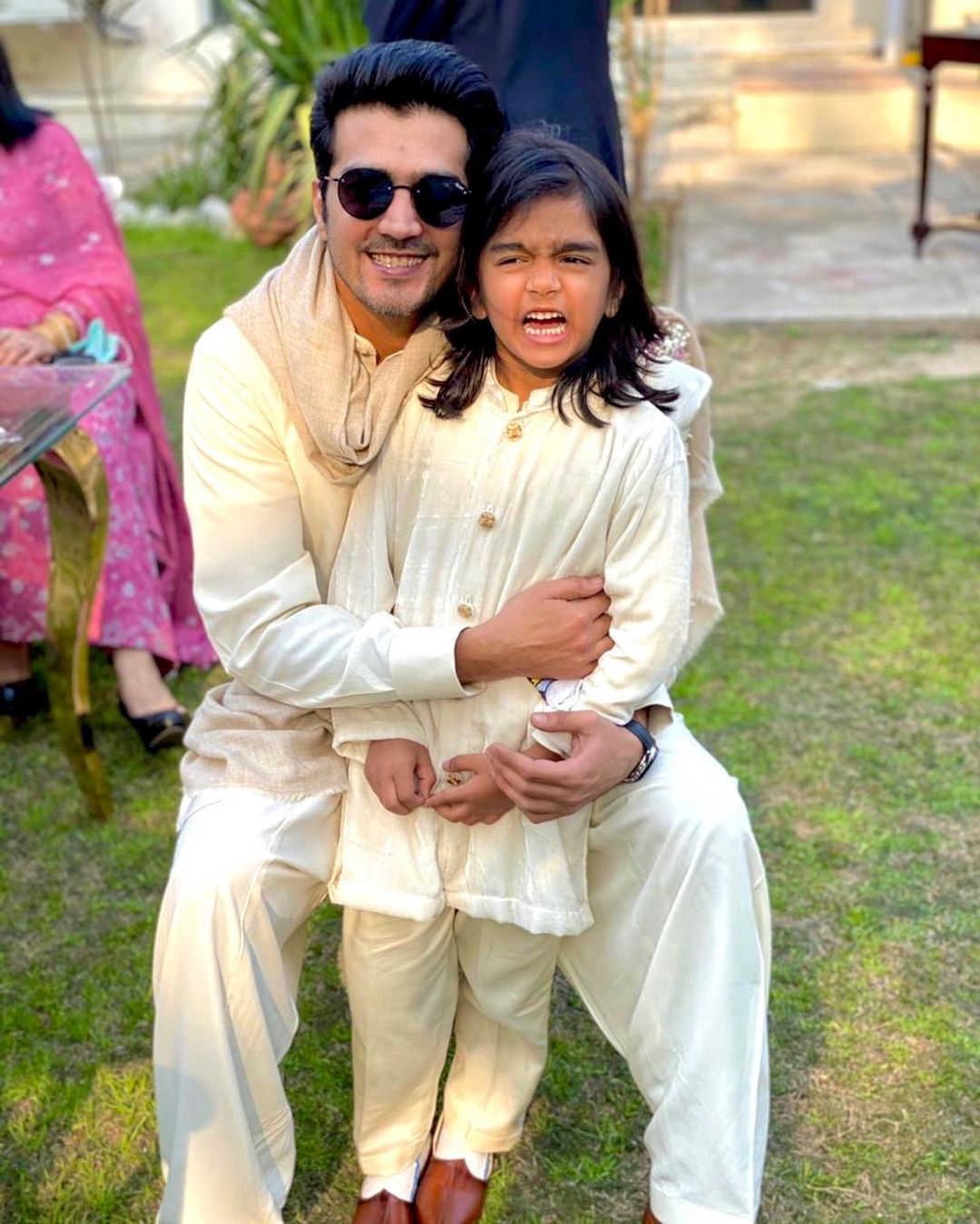 Actor Shahzad Sheikh with his Wife and Kids at a Recent Wedding