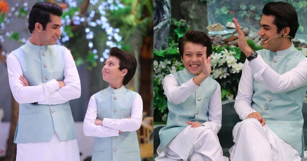 iqrar-ul-hassan-with-his-son-pehlaaj-on-set-of-shan-e-ramzan