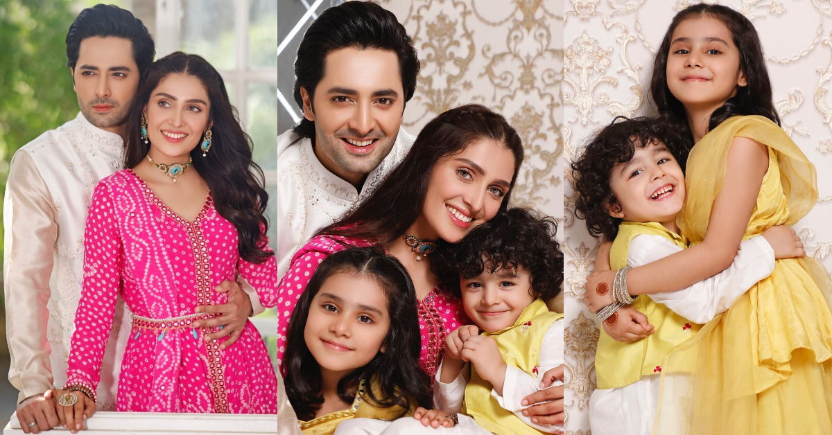 Ayeza Khan And Danish Taimoor With Kids- Aborable Eid Pictures