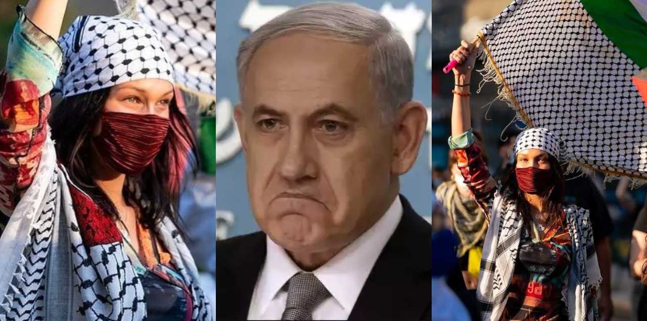 Israel Burns After Supermodel Bella Hadid Dons Traditional Dress & Joins ‘Free Palestine’ March