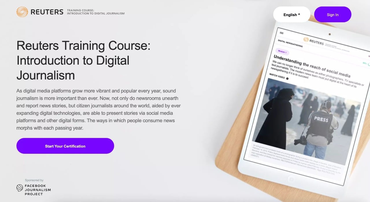 Reuters Launches the Reuters Digital Journalism Course in Partnership with the Facebook Journalism Project