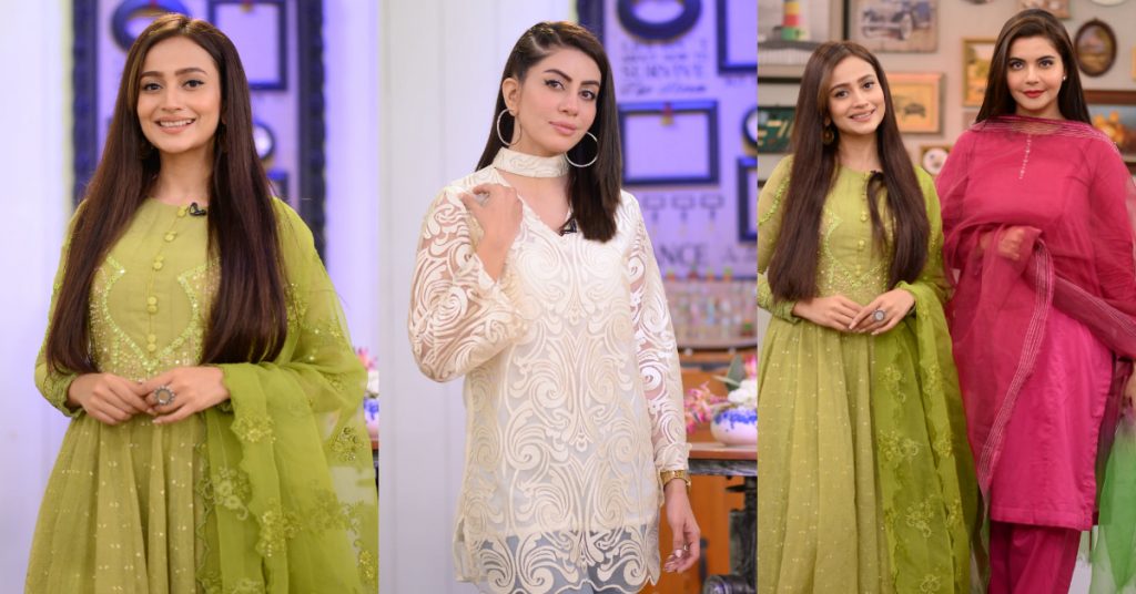 zarnish-khan-and-sadia-faisal-at-the-set-of-gmp