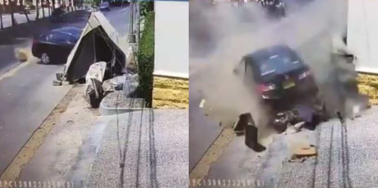 Speedy Car Kills Man After It Rams Into Security Camp Outside A House – CCTV Camera Records Incident