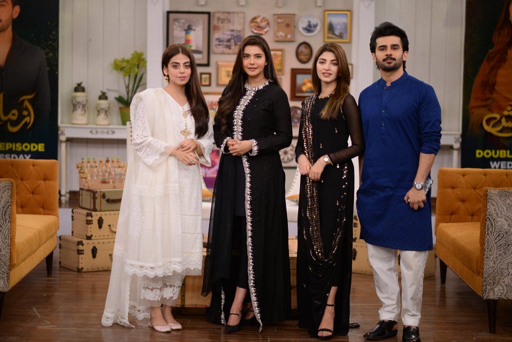 Cast Of Drama Serial "Azmaish" At The Set Of GMP