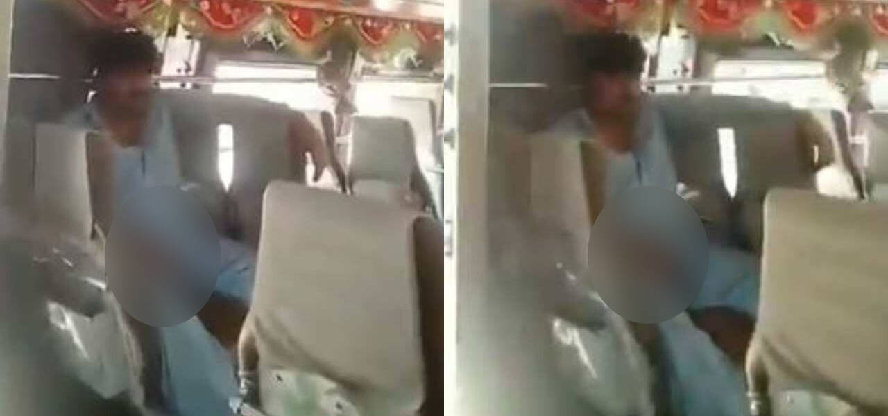 bus conductor jerks off infront of woman