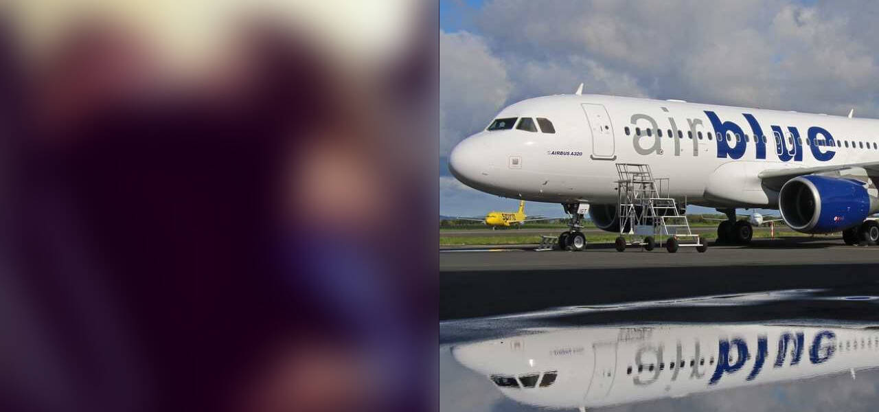 kissing couple on airblue