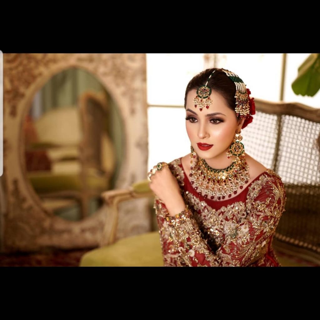 Nimra Khan Looks Regal In A Deep Red Bridal Ensemble