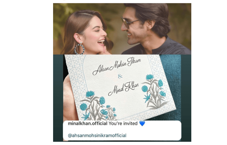Minal Khan Shares pic of Her & Ahsan Mohsin Wedding Card