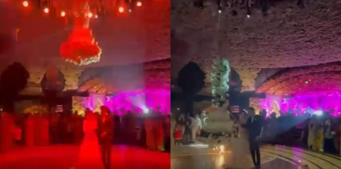 WATCH: Couple Cuts Wedding Cake With A Sword As It Comes Down From The Ceiling