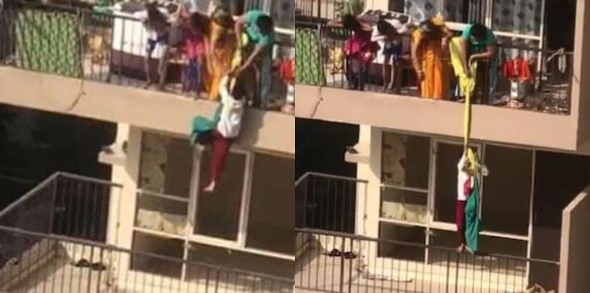 WATCH: Woman Hangs Son From 10th Floor Balcony By Bedsheet To Fetch Her Saree