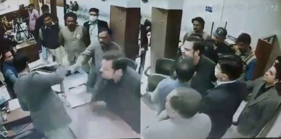 WATCH: Son Of PTI Leader Thrashes NADRA Officers Over Protocol Denial In Sialkot