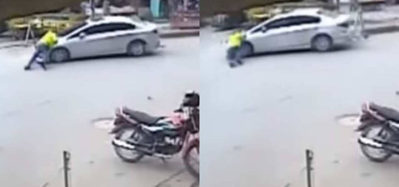 : Car Driver Runs Over A Traffic Cop