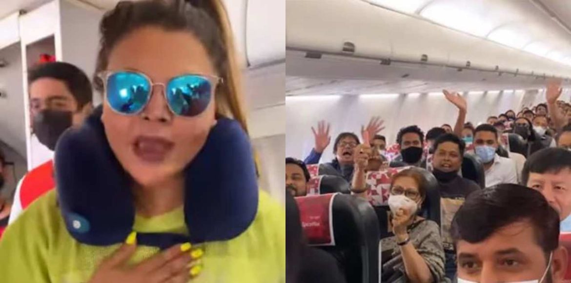 WATCH: Rakhi Sawant Freaks Out Fellow Passengers By Requesting To Fly The Plane