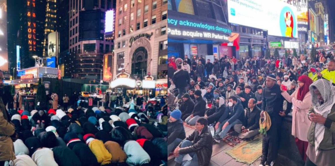 WATCH: Times Square Hosts Taraweeh Prayers For The First Time Ever