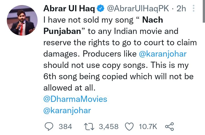 Karan Johar Steals Abrar ul Haq's Iconic Song Nach Punjaban