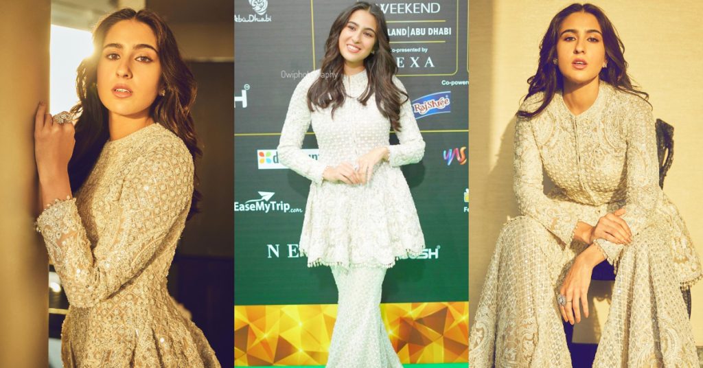 bollywood-actress-sara-khan-wore-a-pakistani-designer-outfit-at-iffa