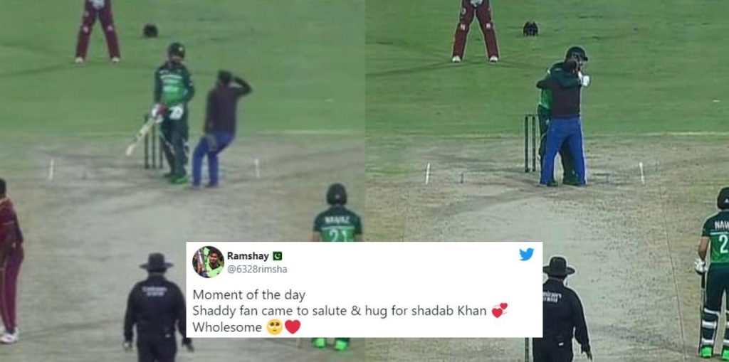 watch:-shadab-khan-hugs-a-fan-who-crashed-the-match-against-wi-&-wins-hearts