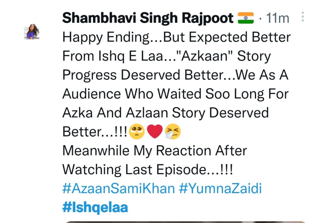 Ishq E Laa Last Episode Applauded by Public