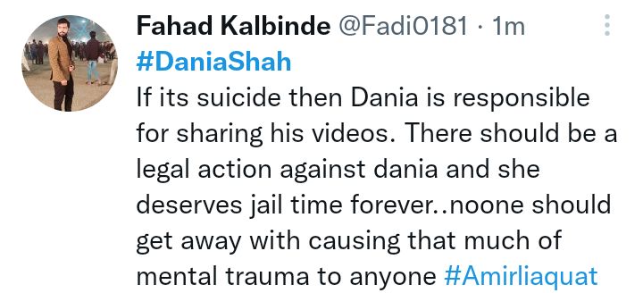 Dania Malik's Condolence Messages For Aamir Liaquat Get Hate