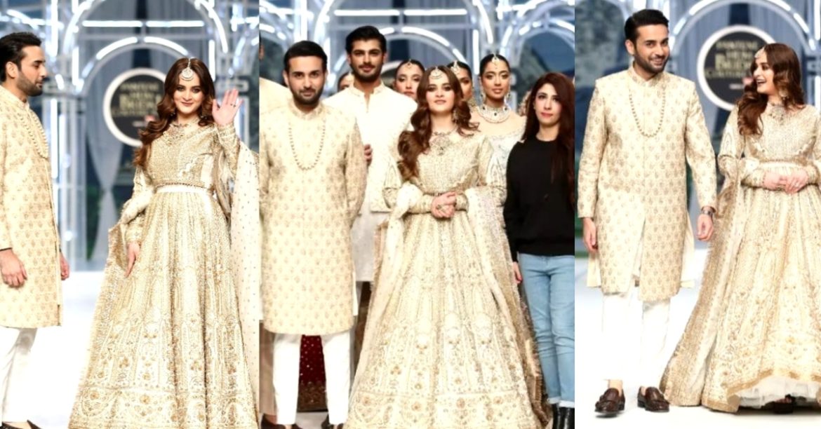 Aiman Khan and Affan Waheed Walked the Ramp for Maha Wajahat – Pictures