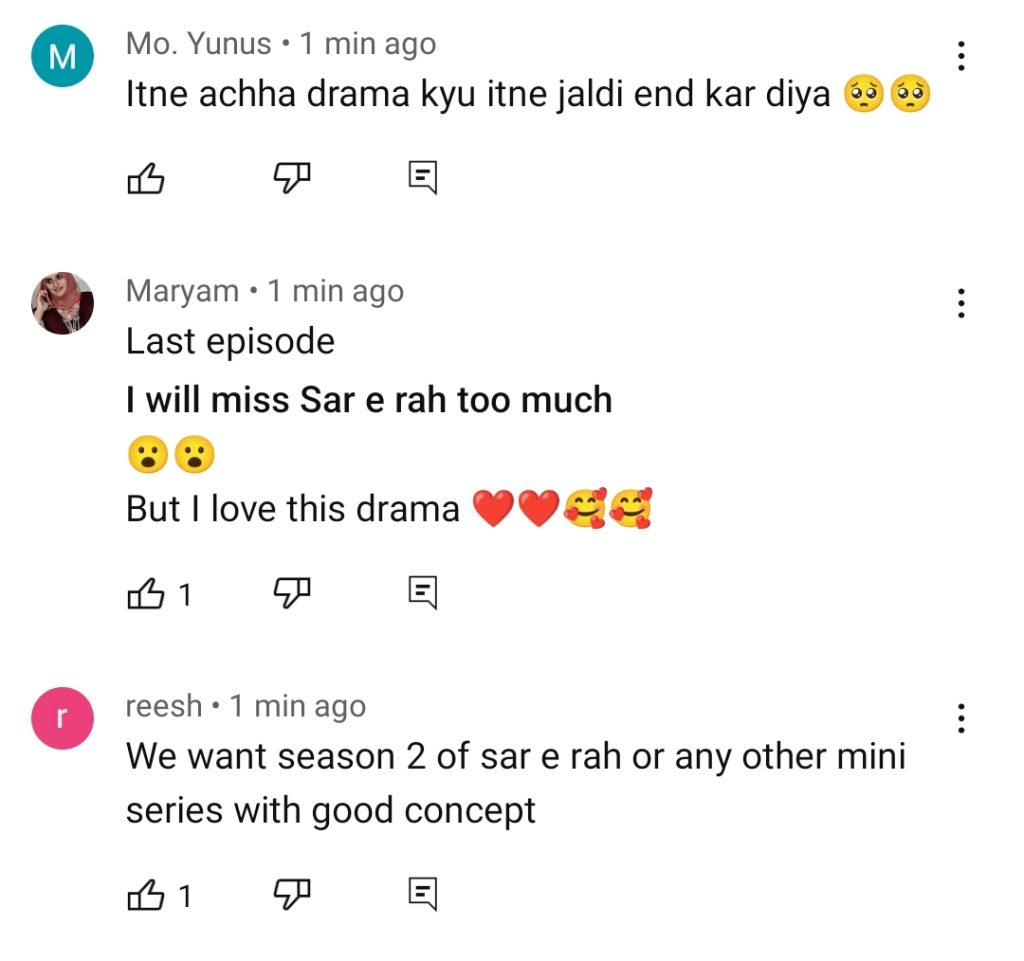 Sar-e-Rah Last Episode Public Reaction