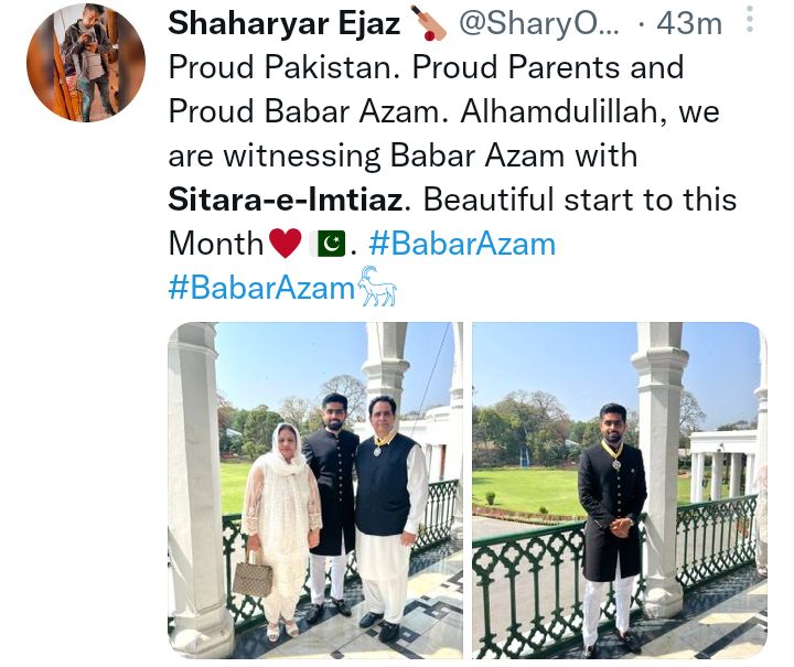 Babar Azam Receives Sitara e Imtiaz In Presence Of Parents