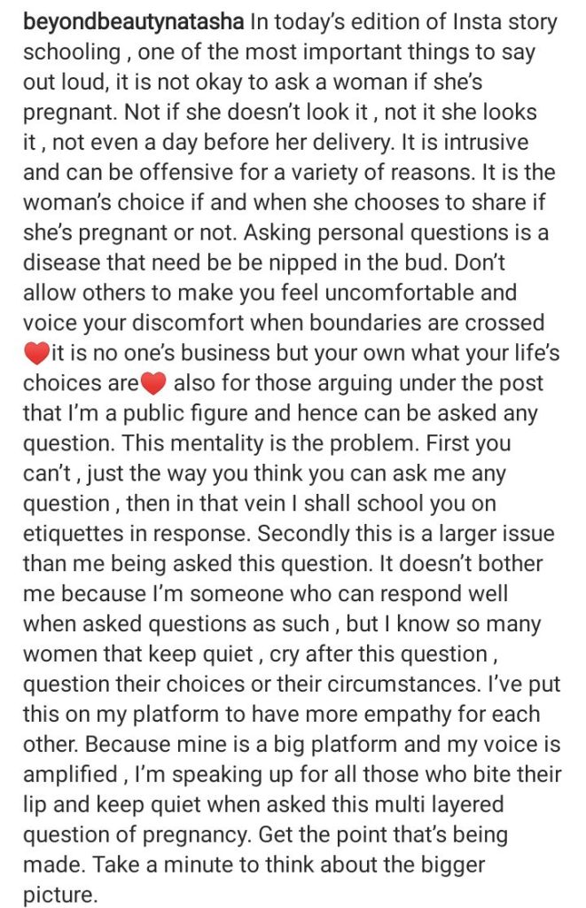 Natasha Lakhani Has A Message To People Asking For Pregnancy News