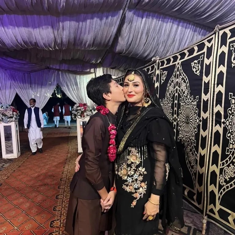 Quratulain Iqrar With Son Pehlaaj At A Wedding