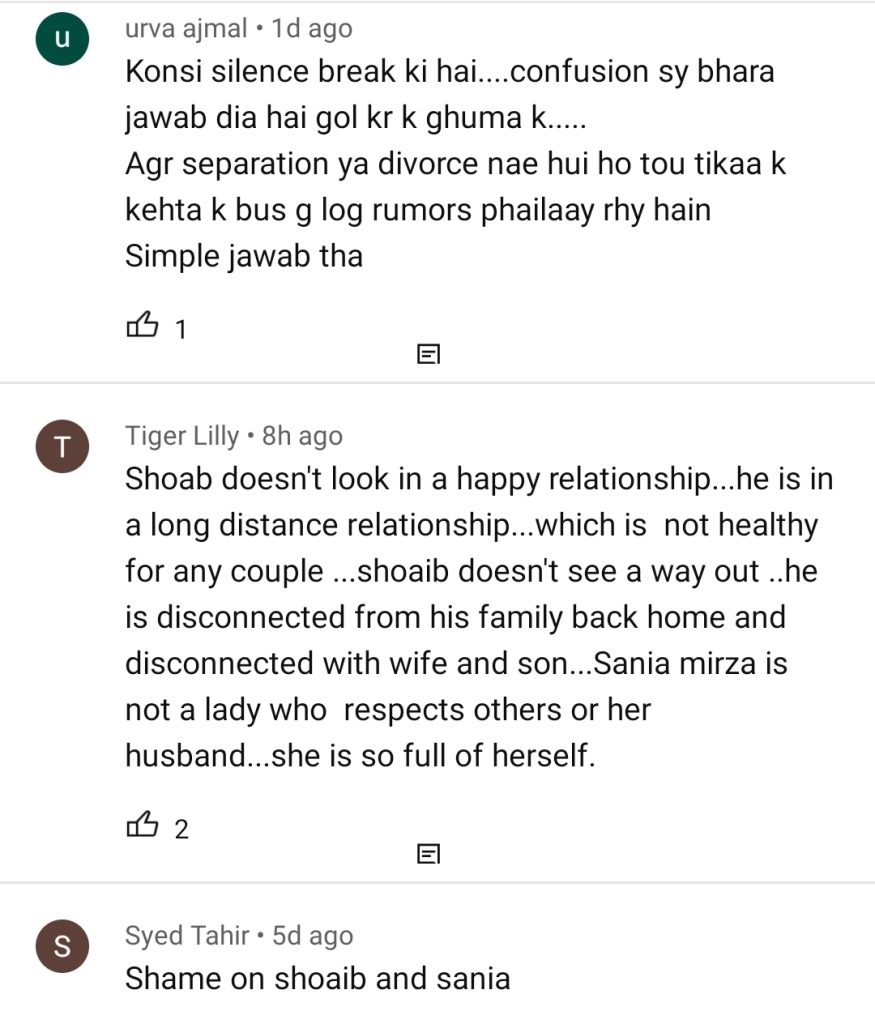 Public Reaction on Shoaib Malik's Response To Divorce News
