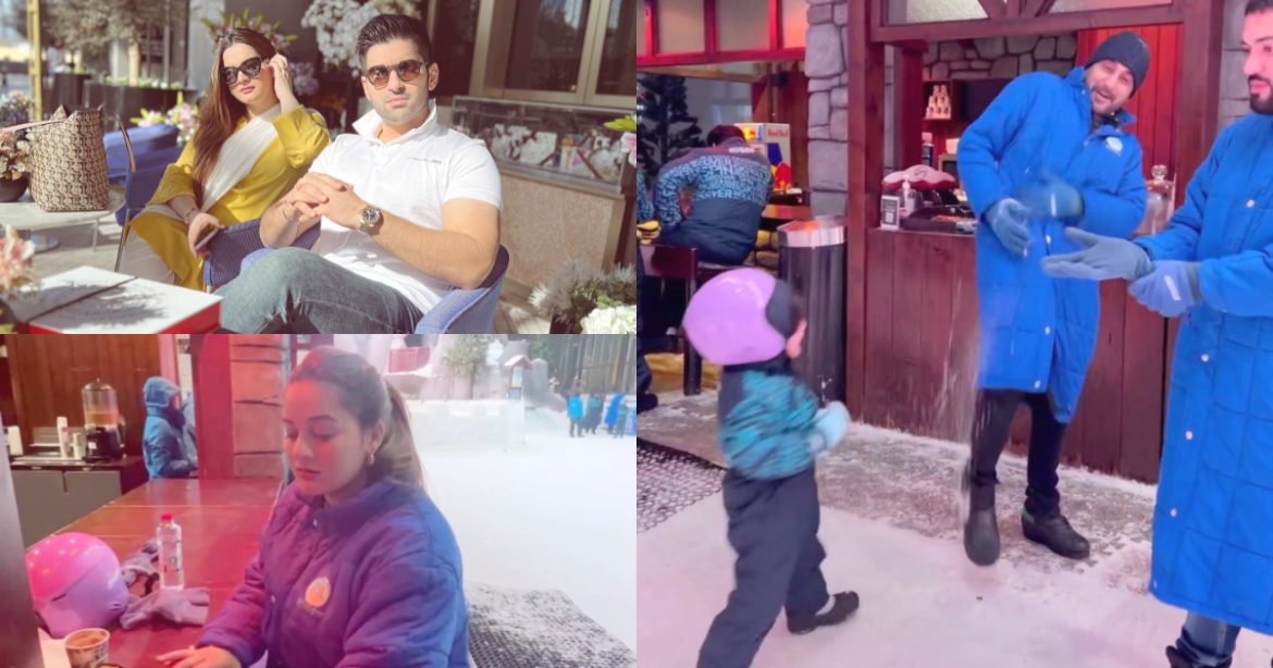 Aiman Khan & Muneeb Butt Chilling With Their Sweet Amal In Ski Dubai