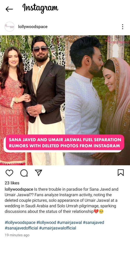 Sana Javed & Umair Jaswal Separation News Goes Viral On Social Media