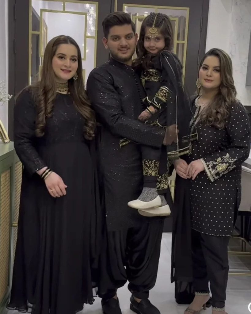 Aiman Khan Twins With Baby Amal Muneeb In Black