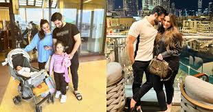 Muneeb Butt And Aiman Khan Take A Family Trip To Dubai. Aiman Khan and Muneeb Butt are one of the most loved showbiz couples in Pakistan. They got together when they were very young and they later on got married in a lavish wedding spanning over a series of events. The couple has always supported each other in their careers but they prioritize their children before anything else. They are parents to two beautiful daughters, Amal and Miral. Aiman has stopped working in dramas as she is giving time to her little ones while Muneeb has established himself as a bankable star. Muneeb Butt and Aiman Khan are one of the most loved celebrity couples in Pakistan. They got married when they were both young and now they have successful careers, a successful marriage, and two beautiful daughters. Muneeb Butt is a big name as a leading man and his dramas are always getting good views and ratings. He was a guest on Nida Yasir’s Shan e Suhoor and opened up about marrying at a very young age. The little family is off to Dubai for an after-Eid vacation as well as to celebrate Muneeb’s birthday. They are having a great time and Aiman-Muneeb has shared some beautiful clicks from their family trip.  Muneeb Butt And Aiman Khan Take A Family Trip To Dubai Muneeb Butt is right now one of those most loved leading men in the Pakistani drama industry. He is doing one hit after the other and people also love his Vlogs and off-screen persona. The star is married to Aiman Khan, one of the most followed actresses in Pakistan and one-half of the infamous Khan twins. The couple has two baby girls and they are both very close to their family. Aiman’s sister Minal Khan is married to actor and businessman Ahsan Mohsin Ikam and Ahsan and his father have a love for vintage cars.