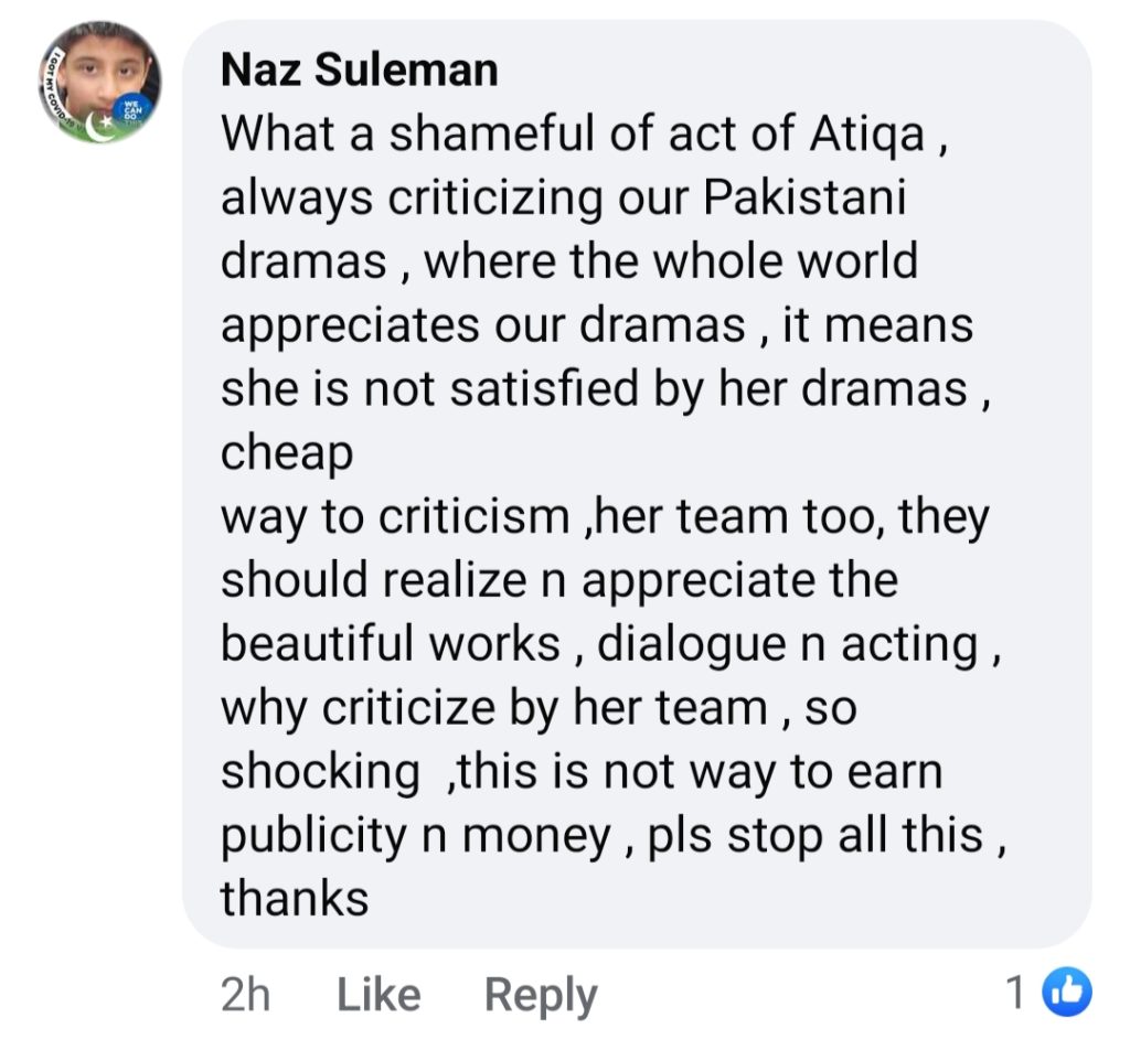 Public Calls Out Atiqa Odho For Accusing Noor Jahan Makers Of Stealing