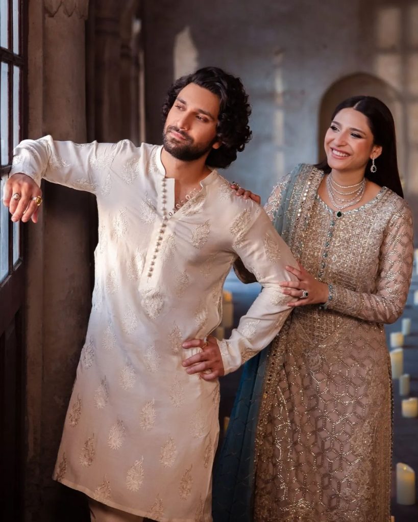 Ahad Raza Mir and Ramsha Khan Featured In Asim Jofa's Latest Collection