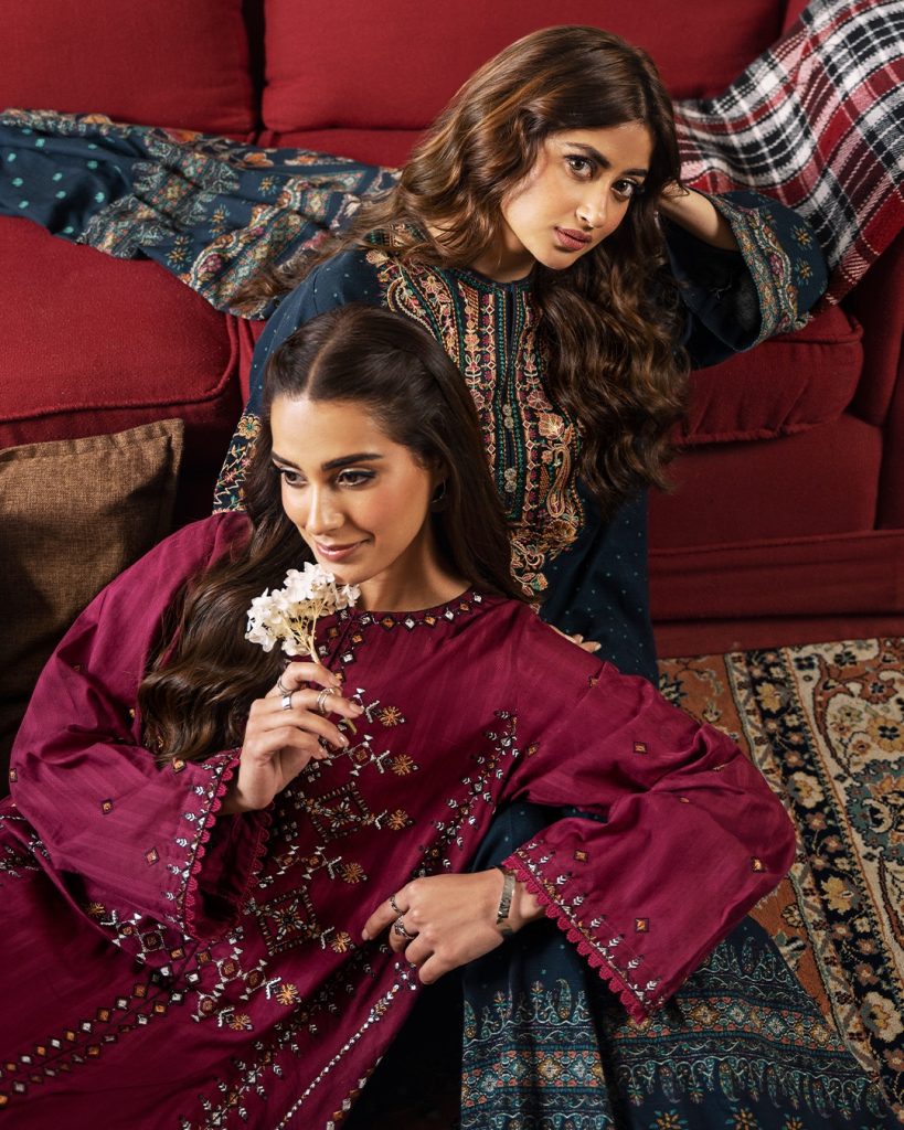 Iqra Aziz and Sajal Aly's Photoshoot for Sapphire Winter Collection 2024