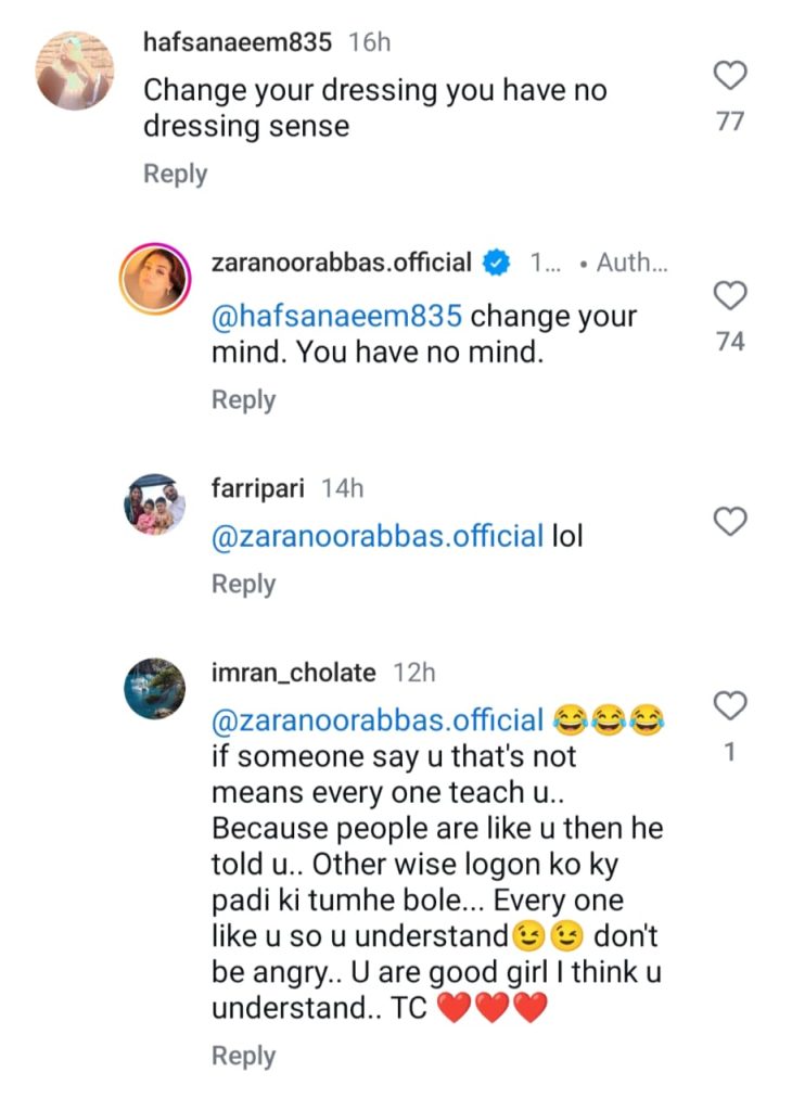 Zara Noor Abbas Hits Back At Trolls