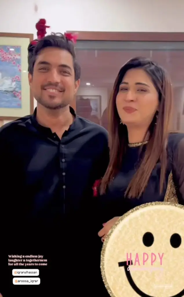 Iqrar Ul Hassan and Aroosa Khan Celebrate Wedding Anniversary