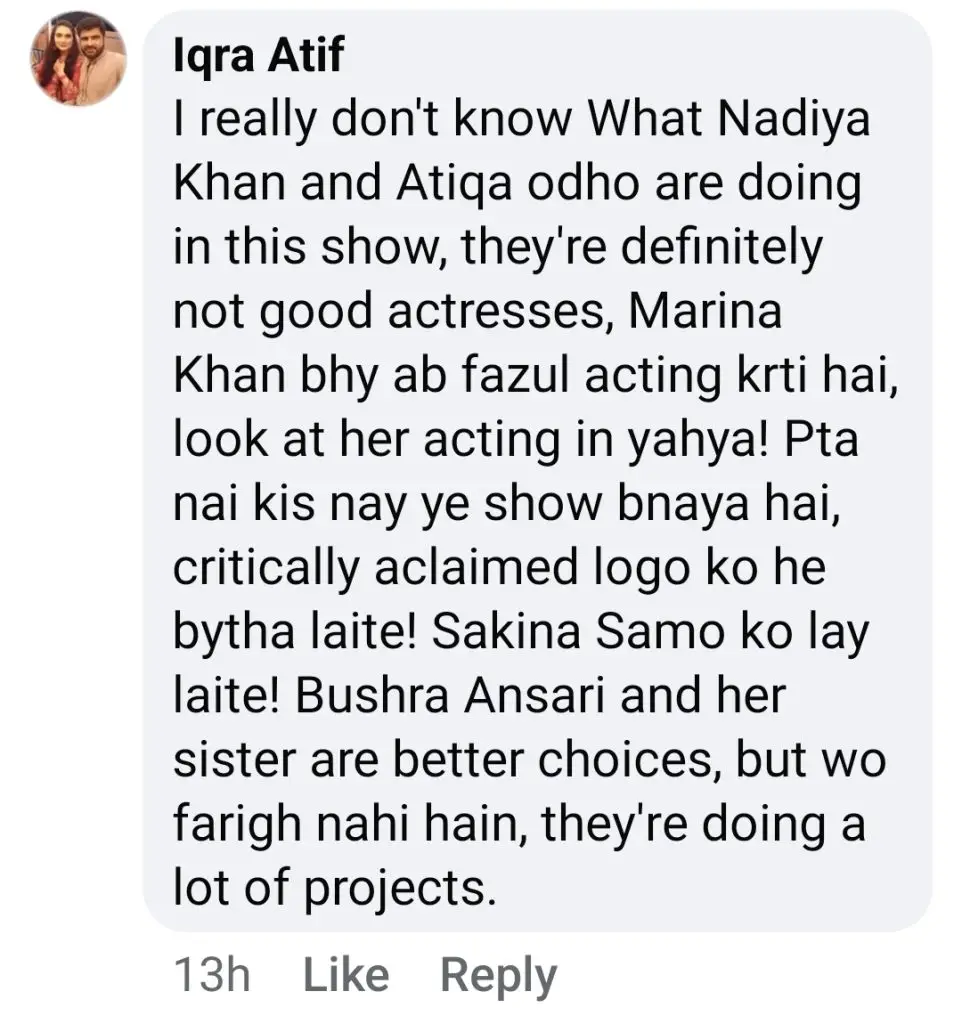 Nadia Khan’s Drama Reviews Draw Widespread Criticism