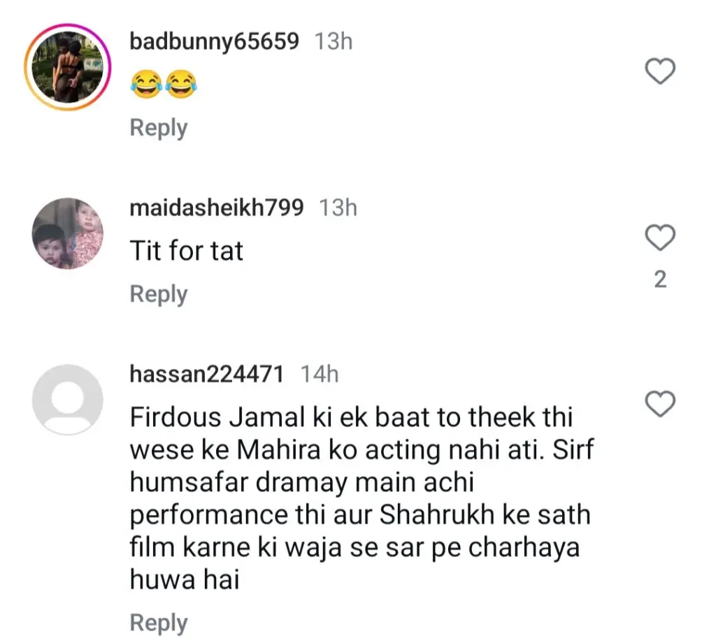 Mahira Khan's Recent Statement About Firdous Jamal