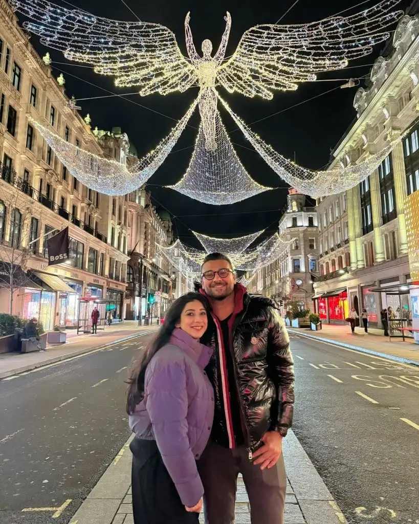 Mariyam Nafees Pictures with Husband from London